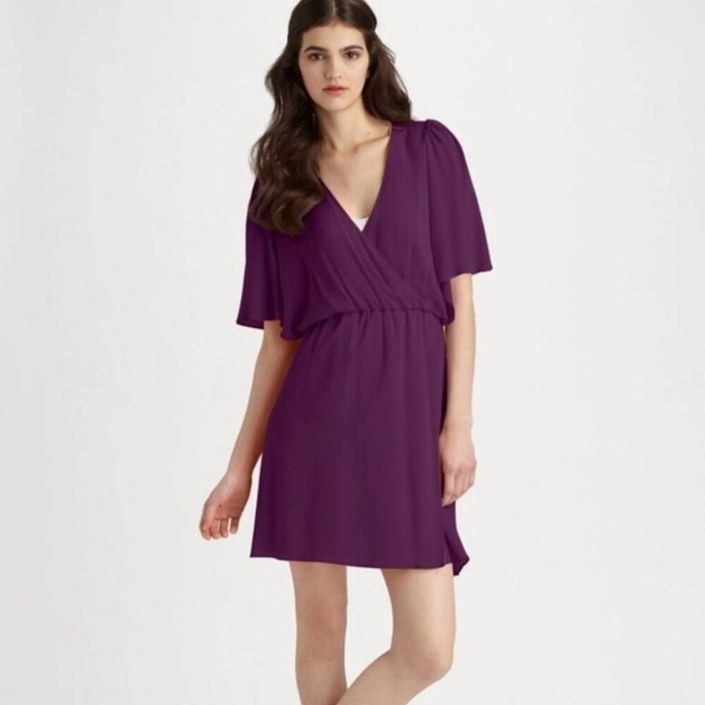 Alice + Olivia Casey Flutter Sleeve Dress Plum